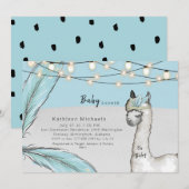 Llama Feather Turquoise Oh Baby Boy Shower Kaart (Voorkant / Achterkant)