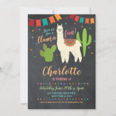 Llama fête d'anniversaire Cactus Fun Invitation fi (Devant)