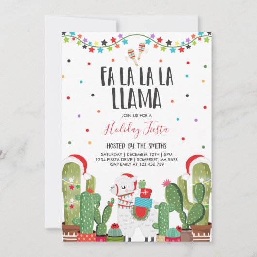 Llama Fête Invitation Llama Fête de Noël (Devant)