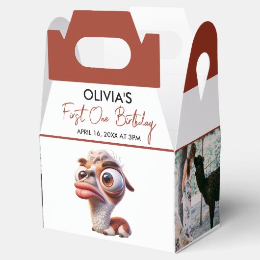 Llama Fiesta Grappige Karikatuur 1e Verjaardag Bedankdoosjes (Geopend)