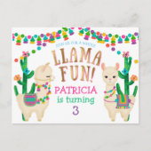 Llama, Fiesta verjaardagsuitnodiging briefkaart (Voorkant)