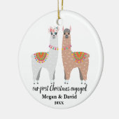 Llama First Christmas Engaged or married Keramisch Ornament (Links)