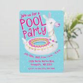 Llama Floaty Pool Feestje Kaart (Staand voorkant)