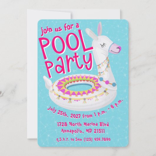 Llama Floaty Pool Party Kaart (Voorkant)