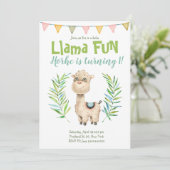 Llama Fun Alpaca Aquarelle Anniversaire Invitation (Debout devant)