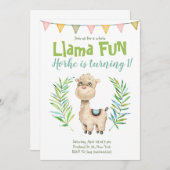 Llama Fun Alpaca Aquarelle Anniversaire Invitation (Devant / Derrière)