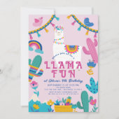 Llama Fun Alpaca Meisje Pink Verjaardag Kaart (Voorkant)