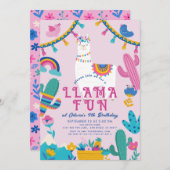 Llama Fun Alpaca Meisje Pink Verjaardag Kaart (Voorkant / Achterkant)