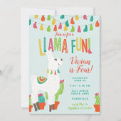 Llama Fun Anniversaire Invitation Alpaca Blue (Devant)