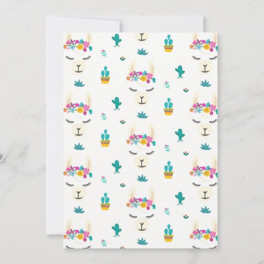 Llama fun fiesta Verjaardagsuitnodiging Kaart (Achterkant)