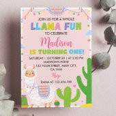 Llama Fun Girl 1er anniversaire Invitation