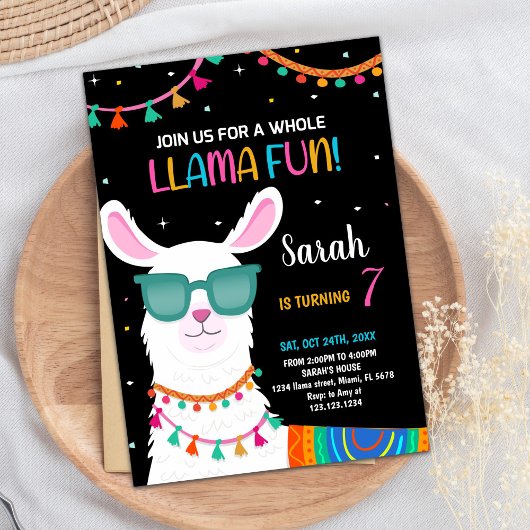 Llama Fun Llama Verjaardag Uitnodigingen