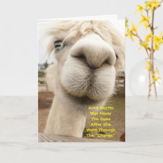 Llama Funny carte d'anniversaire (Fleur jaune)
