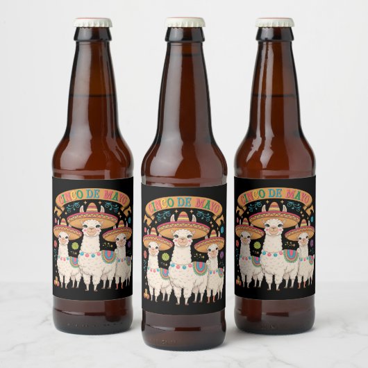 Llama Funny Cinco De Mayo Fiesta Party Bier Etiket (Flessen)