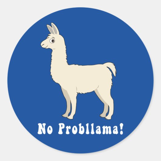 Llama: "Geen probleem!" Ronde Sticker (Voorkant)