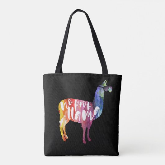 Llama. Geen Probllama. Geen prob-lama. Funny Sayin Draagtas (Achterkant)