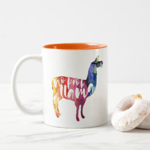 Llama. Geen Probllama. Geen prob-lama. Funny Sayin Tweekleurige Koffiemok