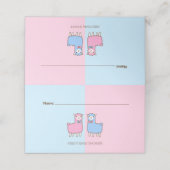 Llama Gender Reveal Baby shower Place Card (Buitenkant ongevouwen)