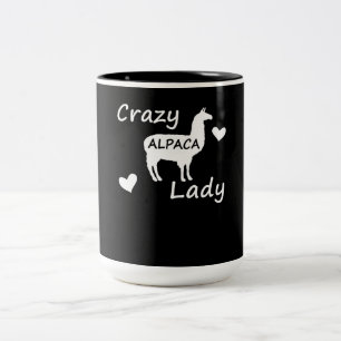 Llama Gift   Crazy Alpaca Lady Tweekleurige Koffiemok