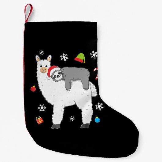 Llama Gift | Llama Together Monkey Funny Kleine Kerstsok (Voorkant)