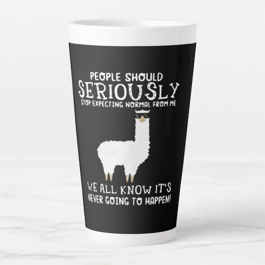 Llama Gift | Mensen moeten serieus Latte Mok (Voorkant)