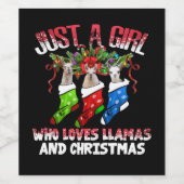 Llama Gift | Wie houdt van lama's en kerst Wijn Etiket (Enkel label)
