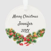 Llama Glimlacht Jouw naam & Jaar Alpaca Kerstmis Ornament (achterkant)