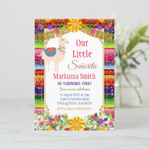 Llama Gold Colorful Mexican Fiesta Birthday Kaart