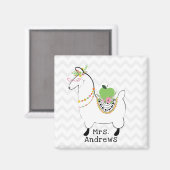Llama Green Apple Floral Chevron Magneet (Voorkant / Achterkant)