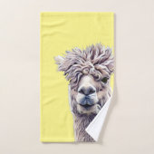 Llama grijs geel Cute Alpaca Cute Art Bath was Bad Handdoek (Handdoek)