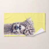 Llama gris jaune Cute d'animal Cute d'art Lavage d (Serviette à main)