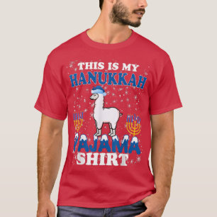 Llama Hanukkah Pajama Chanukah Menorah Funny Jewis T-shirt