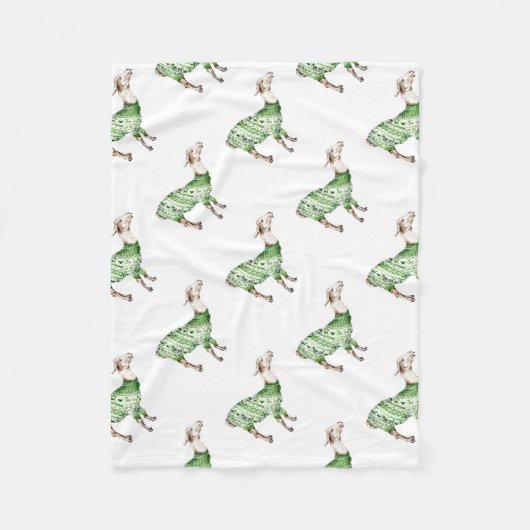 Llama in Green Sweater Fleece Deken (Voorkant)