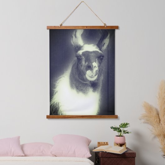 Llama in het zwarte en het witte dier hangend wandkleed (Slaapkamer)