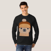 Llama in Winter Hat Cute Character T-shirt (Voorkant volledig)
