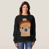 Llama in Winter Hat Cute Character Trui (Voorkant volledig)