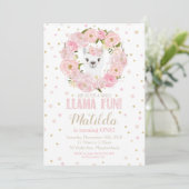 Llama Invitation anniversaire Blush Floral Girl (Debout devant)