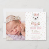 Llama Invitation Anniversaire Blush Floral Girl Ph (Devant)