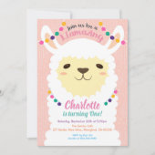 Llama invitation anniversaire. Invitation d'alpaga (Devant)