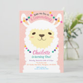 Llama invitation anniversaire. Invitation d'alpaga (Debout devant)