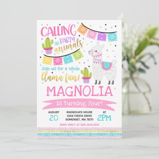 Llama Invitation Anniversaire Toute la Llama Fun P (Debout devant)