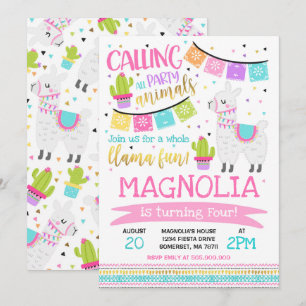 Llama Invitation Anniversaire Toute la Llama Fun P