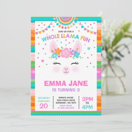 Llama Invitation Anniversaire Toute la Llama Fun P (Debout devant)
