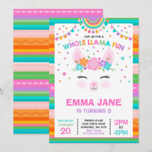 Llama Invitation Anniversaire Toute la Llama Fun P