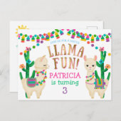 Llama , Invitation carte postale anniversaire fete (Devant / Derrière)