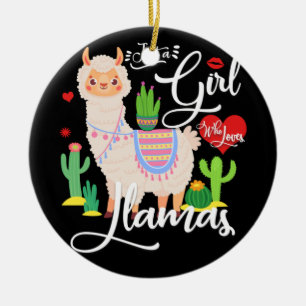 Llama is gewoon een meisje dat van Llamas Cute Pin Keramisch Ornament