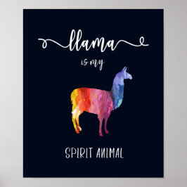 Llama is mijn geestesdier. Funny Cute Waterverf Poster