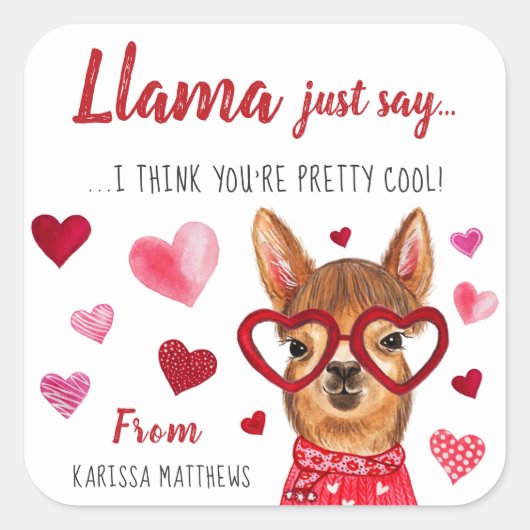 Llama Juste Dire | Stickers Valentine personnalisé (Devant)