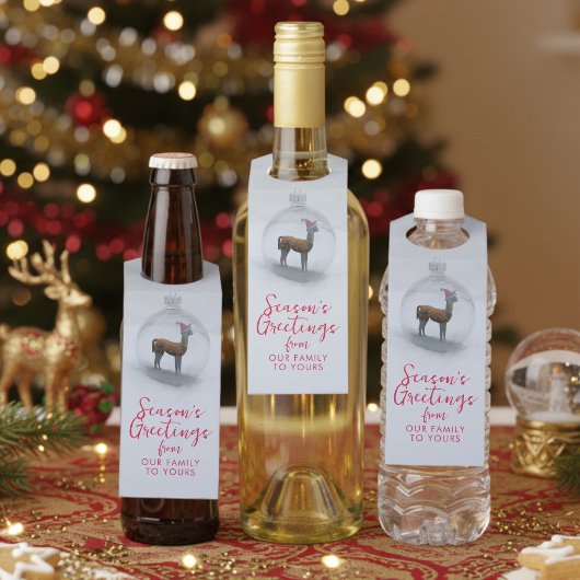 Llama Kerstmis Bauble Holiday Bottle Hanger Label