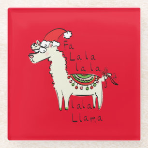 Llama Kerstmis Kinder Cute Funny Glazen Onderzetter